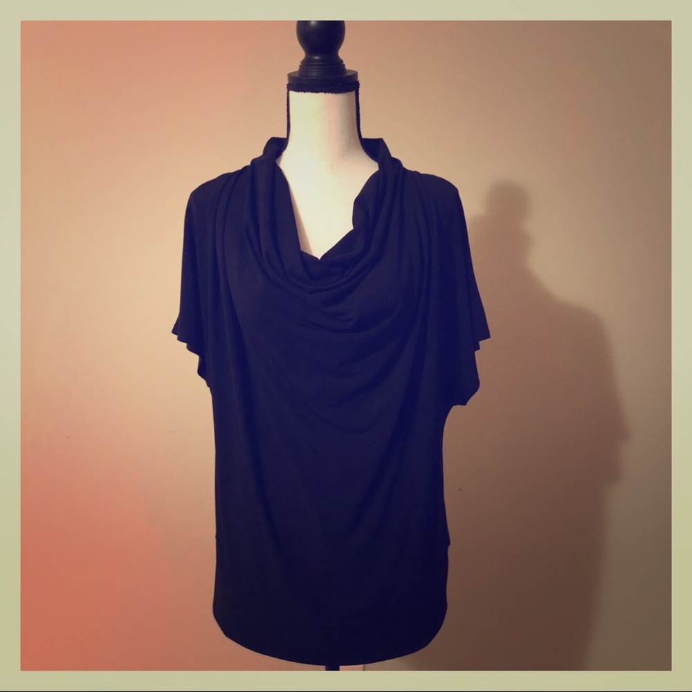 MICHAEL KORS | Black Swoop Neck Blouse | Size L